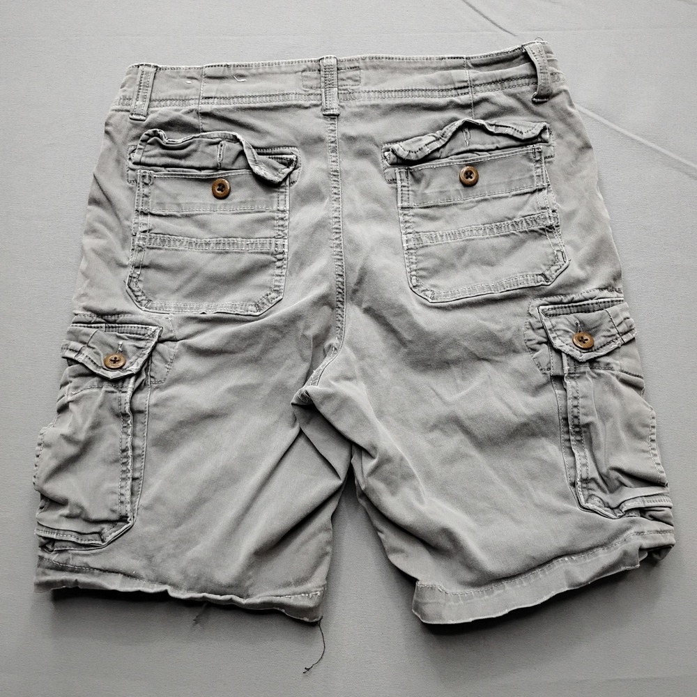 American Eagle Extreme Flex Classic Cargo Shorts Mens 32 Gray Cotton Stretch - Picture 2 of 8